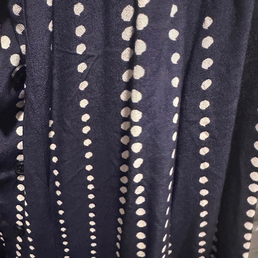 Ann Taylor Midnight Blue Blouse with White Dots woman’s size small - Picture 3 of 4
